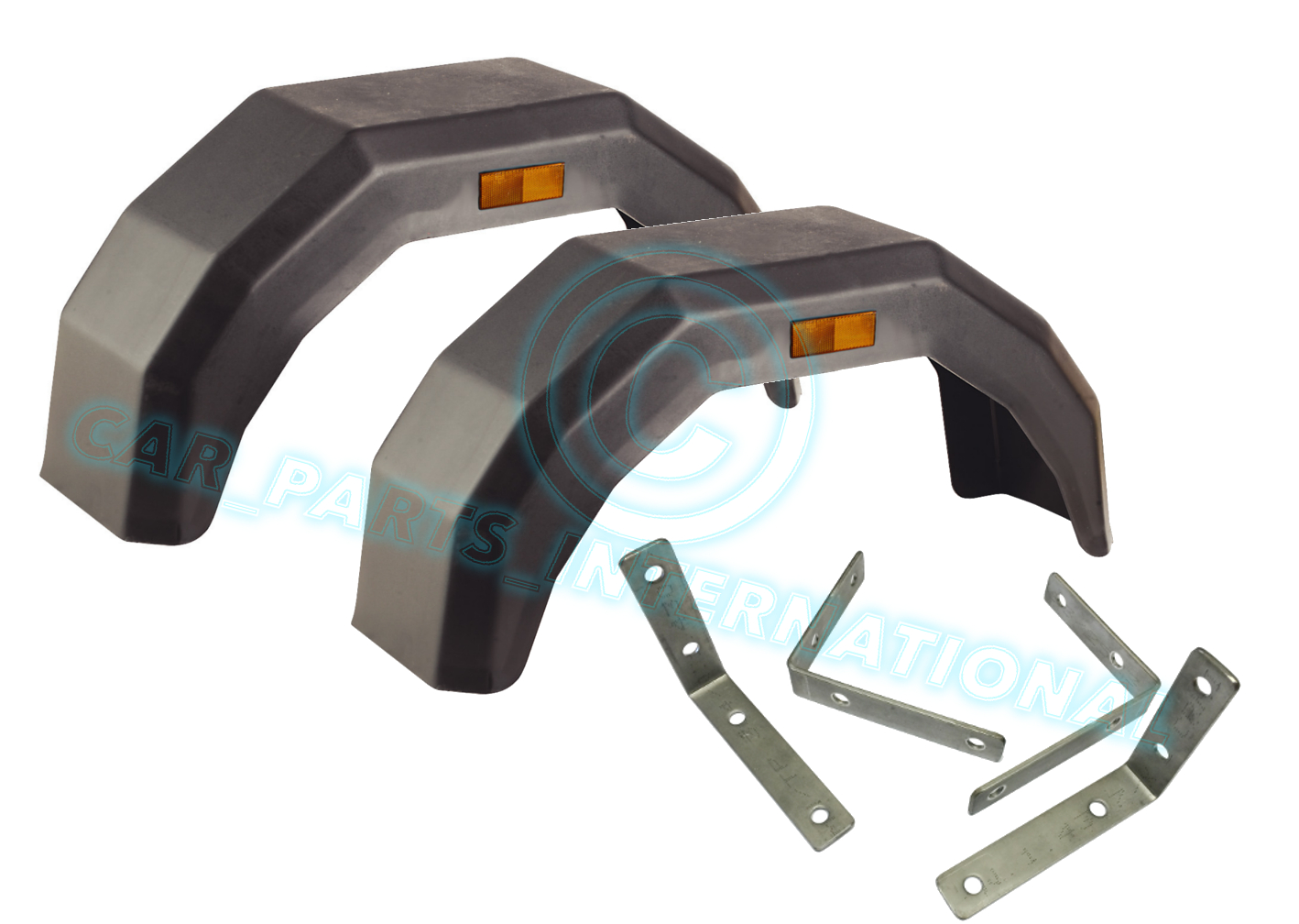 2x Plastic Trailer Mudguards Mud Guards 10" 12" wheel Reflector & Mount Brackets eBay